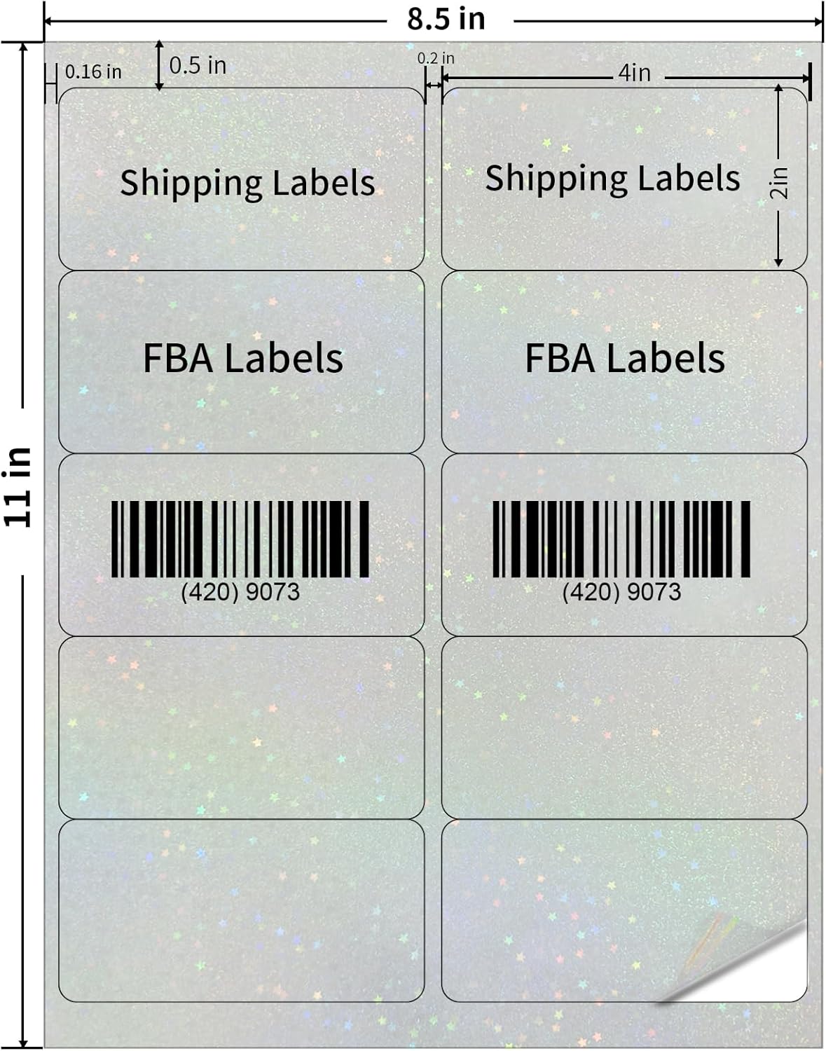 Transparent Shipping Stickers Labels - 2" x 4" Clear Address Labels Mailing Stickers for Laser/Inkjet Printer 8.5"×11"- 200 Labels (Clear Holographic Dot)
