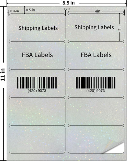 Transparent Shipping Stickers Labels - 2" x 4" Clear Address Labels Mailing Stickers for Laser/Inkjet Printer 8.5"×11"- 200 Labels (Clear Holographic Dot)