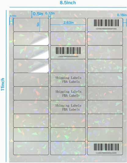 Transparent Shipping Stickers Labels - 2" x 4" Clear Address Labels Mailing Stickers for Laser/Inkjet Printer 8.5"×11"- 200 Labels (Clear Holographic Dot)