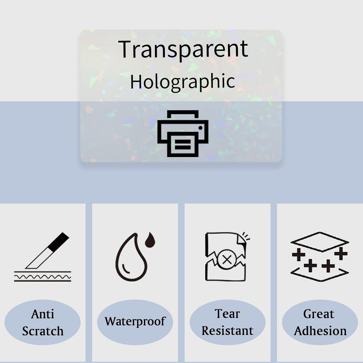 Transparent Shipping Stickers Labels - 2" x 4" Clear Address Labels Mailing Stickers for Laser/Inkjet Printer 8.5"×11"- 200 Labels (Clear Holographic Dot)