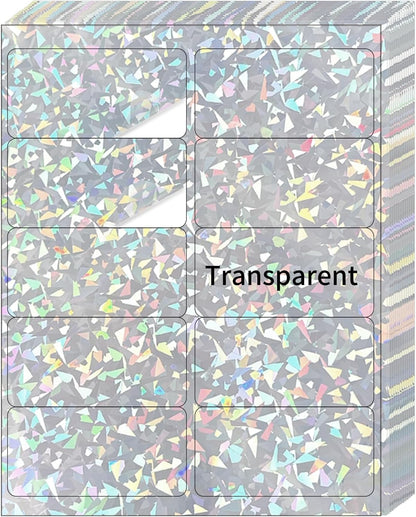 Transparent Shipping Stickers Labels - 2" x 4" Clear Address Labels Mailing Stickers for Laser/Inkjet Printer 8.5"×11"- 200 Labels (Clear Holographic Dot)