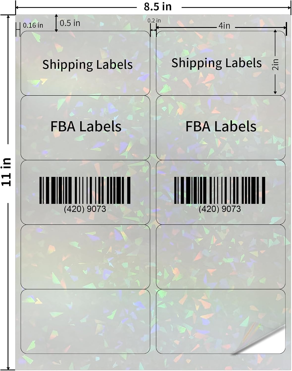Transparent Shipping Stickers Labels - 2" x 4" Clear Address Labels Mailing Stickers for Laser/Inkjet Printer 8.5"×11"- 200 Labels (Clear Holographic Dot)