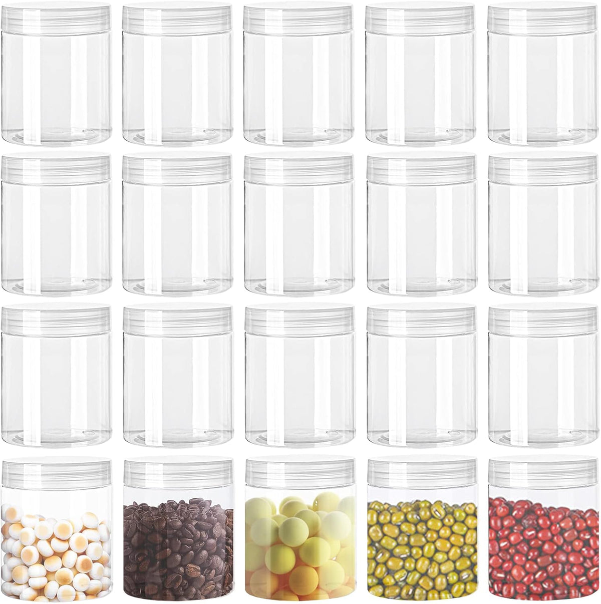 4oz Clear Plastic Jars with Lids,115ml Wide-Mouth Refillable Storage Containers,Empty Round Containers for Candy,Beads,Lotion,Slime Making and Food Storage