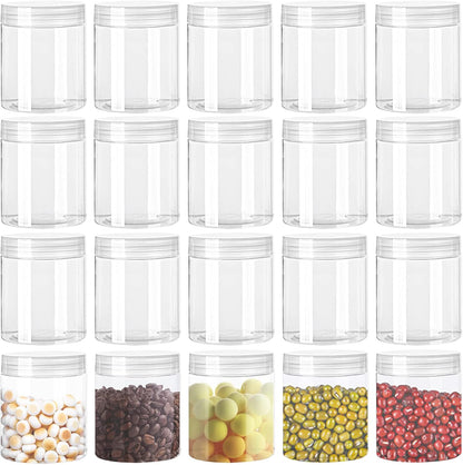 4oz Clear Plastic Jars with Lids,115ml Wide-Mouth Refillable Storage Containers,Empty Round Containers for Candy,Beads,Lotion,Slime Making and Food Storage