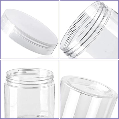4oz Clear Plastic Jars with Lids,115ml Wide-Mouth Refillable Storage Containers,Empty Round Containers for Candy,Beads,Lotion,Slime Making and Food Storage