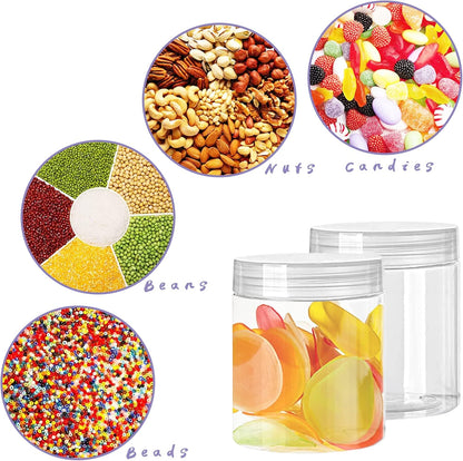 4oz Clear Plastic Jars with Lids,115ml Wide-Mouth Refillable Storage Containers,Empty Round Containers for Candy,Beads,Lotion,Slime Making and Food Storage