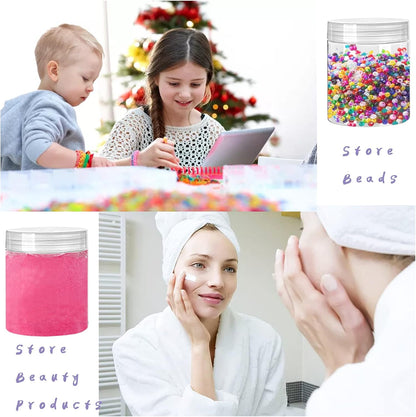 4oz Clear Plastic Jars with Lids,115ml Wide-Mouth Refillable Storage Containers,Empty Round Containers for Candy,Beads,Lotion,Slime Making and Food Storage
