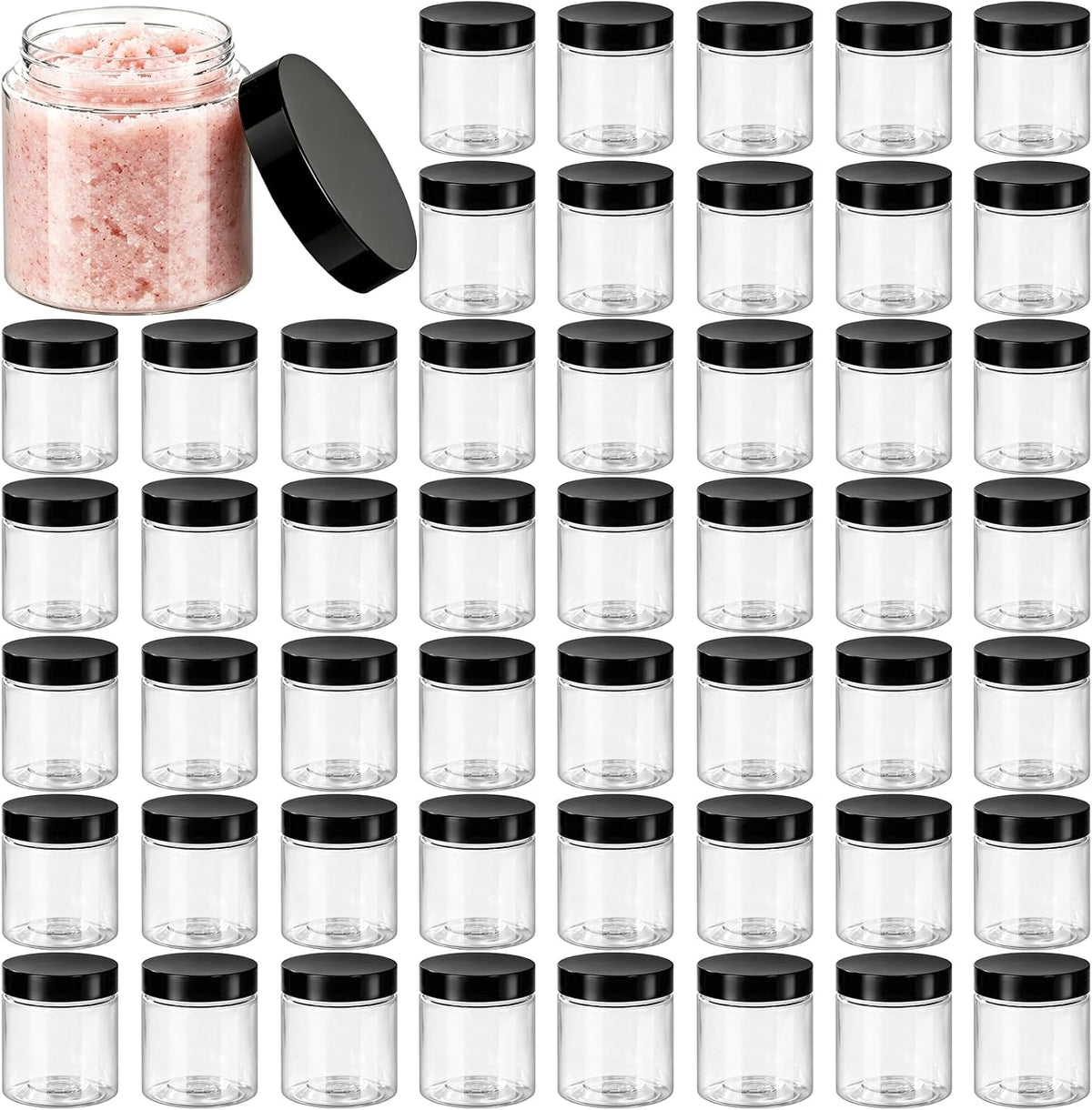 4oz Clear Plastic Jars with Lids,115ml Wide-Mouth Refillable Storage Containers,Empty Round Containers for Candy,Beads,Lotion,Slime Making and Food Storage