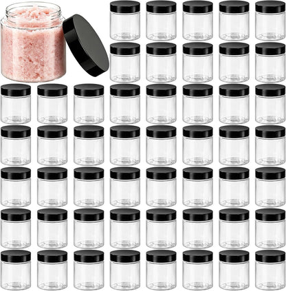 4oz Clear Plastic Jars with Lids,115ml Wide-Mouth Refillable Storage Containers,Empty Round Containers for Candy,Beads,Lotion,Slime Making and Food Storage