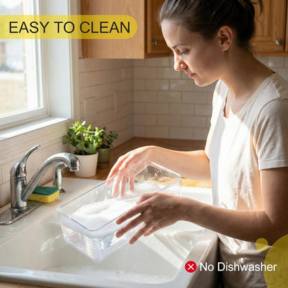 4 Packs Refrigerator Organizers and Storage, 4 Small Stackable Clear Plastic Bins for Pantry Organizer, Home Edit, Kitchen Cabinet, Fridge, Bathroom, Office, Drawer