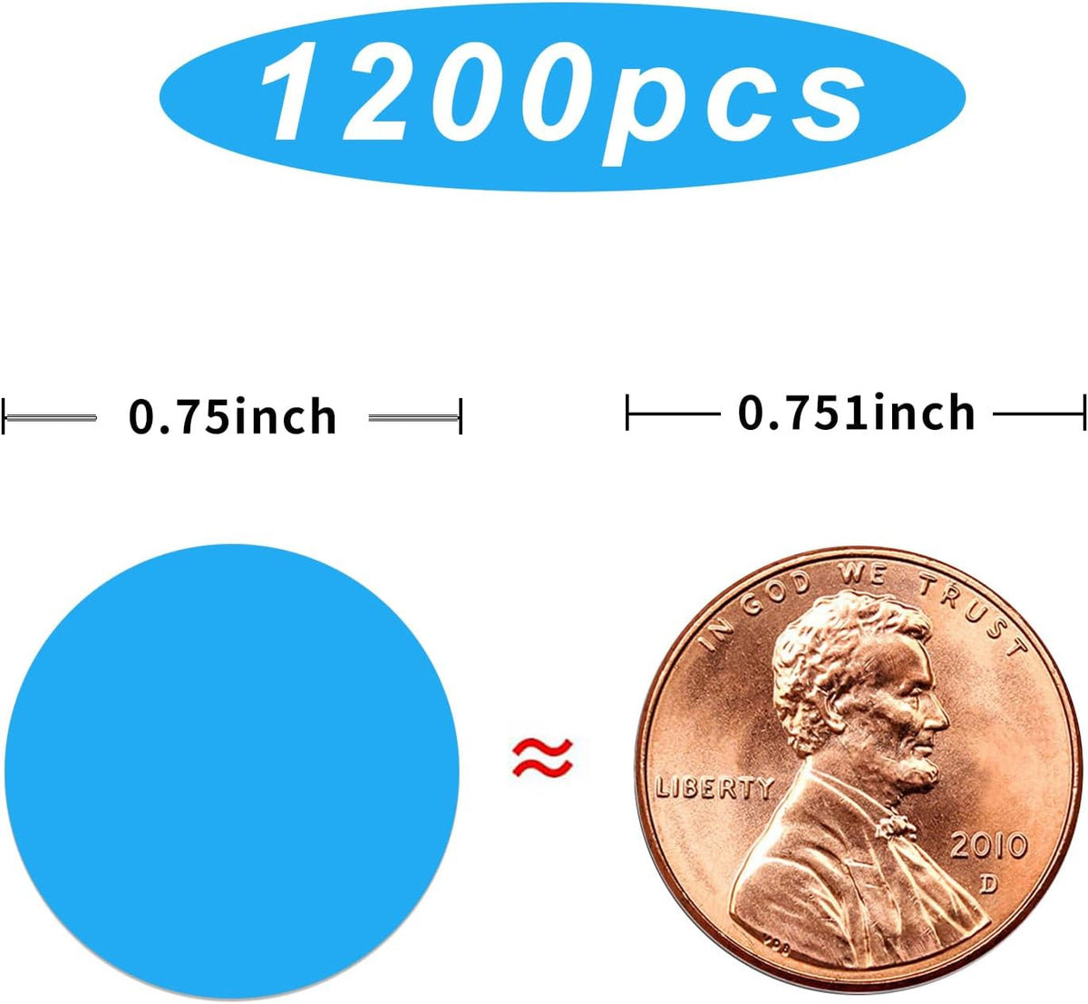 1200 Pieces 0.75 Inch Clear Transparent Round Waterproof Sticker,Envelope Tab Sealer and Retail Package Round Clear Seal Labels Self Adhesive Stickers
