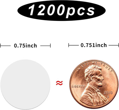 1200 Pieces 0.75 Inch Clear Transparent Round Waterproof Sticker,Envelope Tab Sealer and Retail Package Round Clear Seal Labels Self Adhesive Stickers