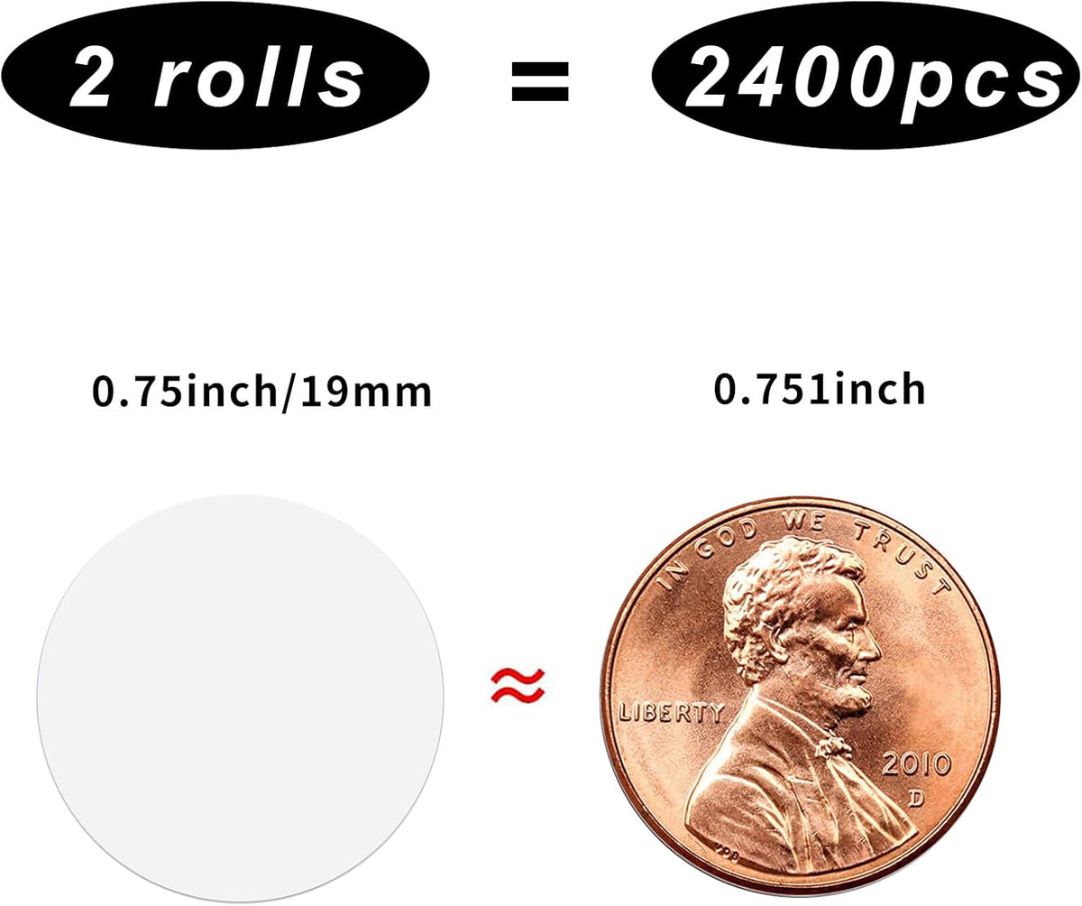 1200 Pieces 0.75 Inch Clear Transparent Round Waterproof Sticker,Envelope Tab Sealer and Retail Package Round Clear Seal Labels Self Adhesive Stickers
