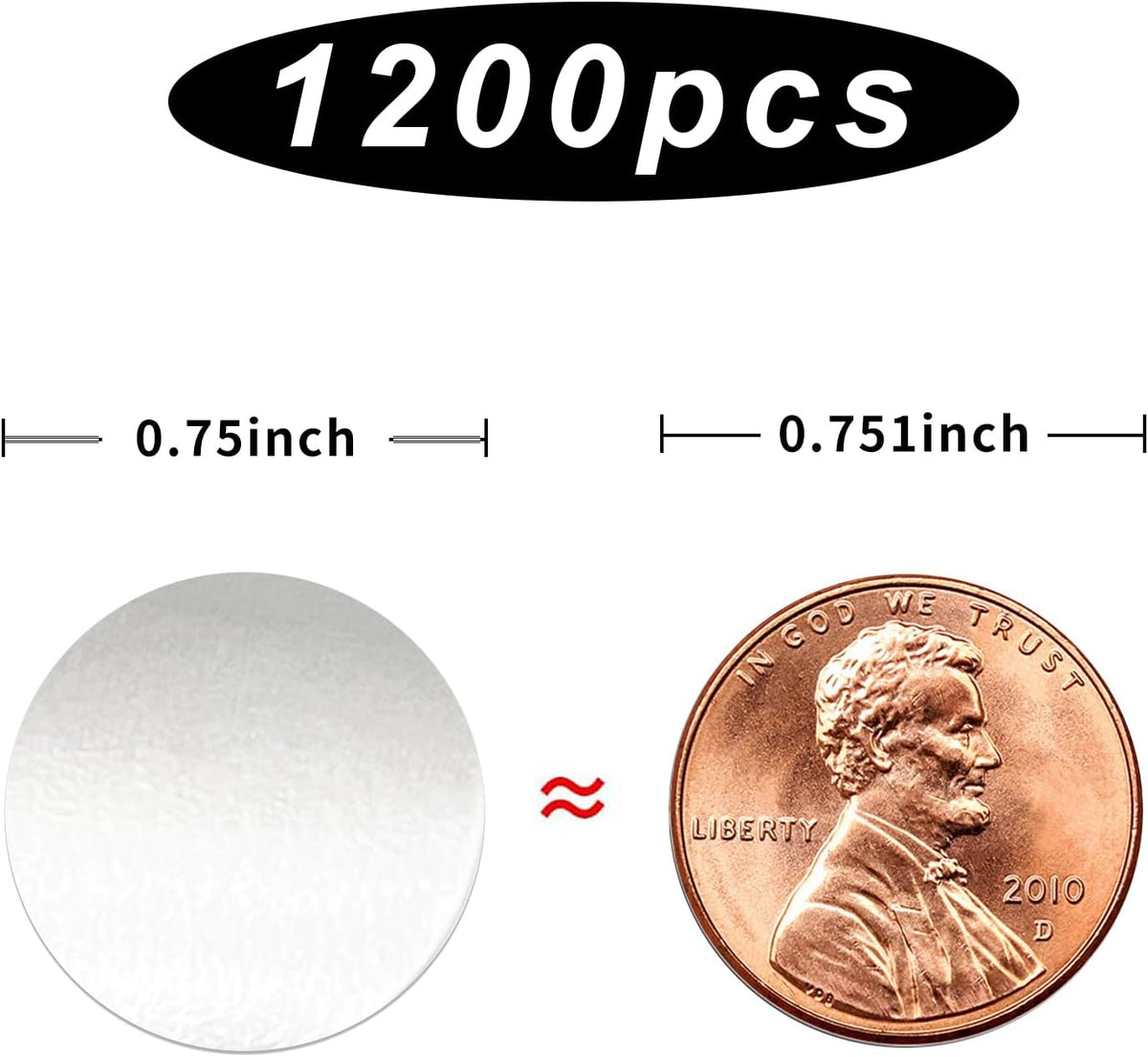 1200 Pieces 0.75 Inch Clear Transparent Round Waterproof Sticker,Envelope Tab Sealer and Retail Package Round Clear Seal Labels Self Adhesive Stickers