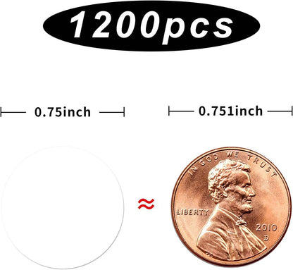 1200 Pieces 0.75 Inch Clear Transparent Round Waterproof Sticker,Envelope Tab Sealer and Retail Package Round Clear Seal Labels Self Adhesive Stickers