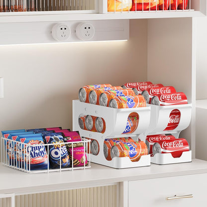 FIFO Soda Can Organizer for Pantry or Fridge, Holds 24 Cans | Automatic Rolling Drink Organizer for Fridge, Space-Saving Pop Can Dispenser/Holder/Storage/Container for Refrigerator