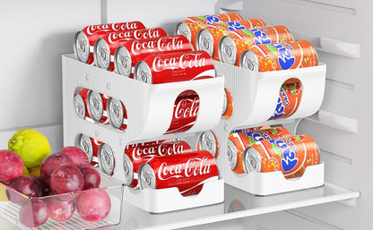 FIFO Soda Can Organizer for Pantry or Fridge, Holds 24 Cans | Automatic Rolling Drink Organizer for Fridge, Space-Saving Pop Can Dispenser/Holder/Storage/Container for Refrigerator