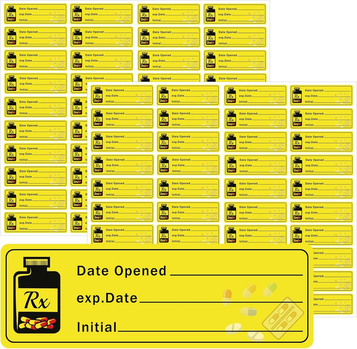 1000 pcs Date Opened Date Expired Stickers 1.5 x 0.5 inch Medication Instruction Pharmacy Expiration Date Drugstore Label Drug Pills EXP Dates Sticker for Inventory Pills Organized