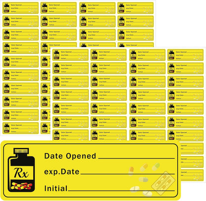 1000 pcs Date Opened Date Expired Stickers 1.5 x 0.5 inch Medication Instruction Pharmacy Expiration Date Drugstore Label Drug Pills EXP Dates Sticker for Inventory Pills Organized