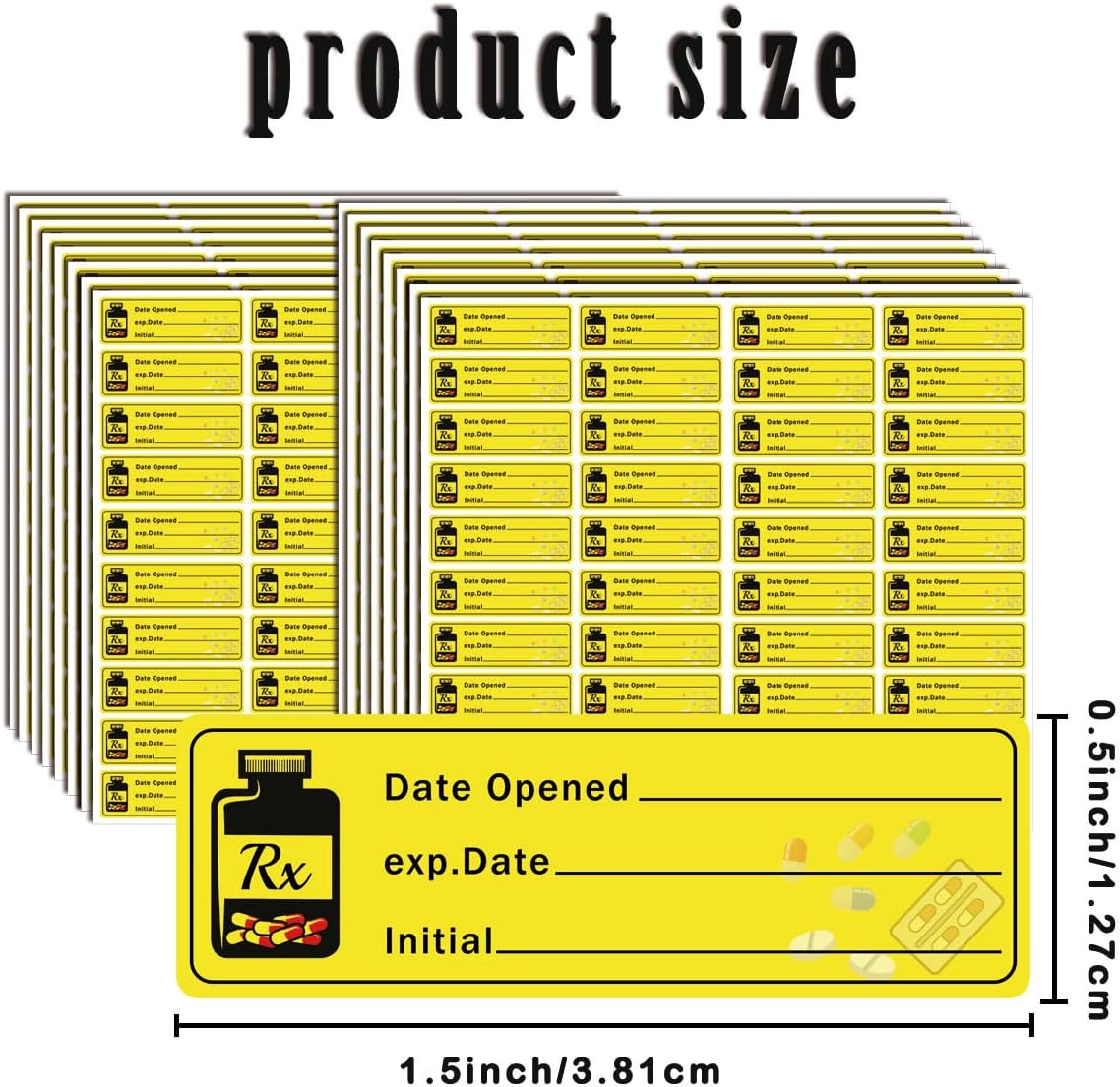 1000 pcs Date Opened Date Expired Stickers 1.5 x 0.5 inch Medication Instruction Pharmacy Expiration Date Drugstore Label Drug Pills EXP Dates Sticker for Inventory Pills Organized