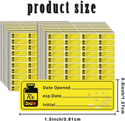 1000 pcs Date Opened Date Expired Stickers 1.5 x 0.5 inch Medication Instruction Pharmacy Expiration Date Drugstore Label Drug Pills EXP Dates Sticker for Inventory Pills Organized