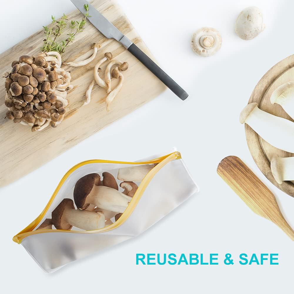 Reusable Food Storage Bags Stand Up, 9 Pack Leakproof Freezer Bags, BPA Free Gallon Bags, Reusable Plastic Snack Bags, Lunch Sandwich Bags for Home & Travel