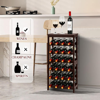 Bamboo Wine Rack, Sturdy and Durable Wine Storage Cabinet Shelf, Wine Racks Countertop for Pantry,Kitchen,3-Tier 12 Bottles Wine Rack Black
