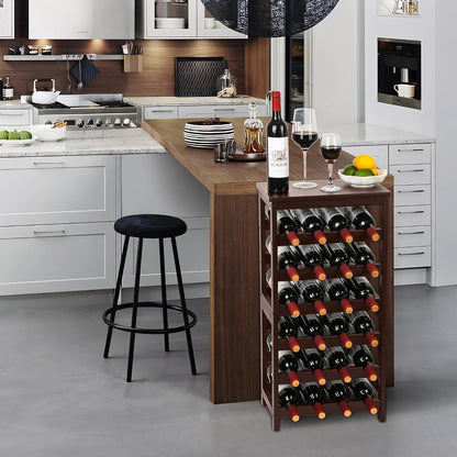 Bamboo Wine Rack, Sturdy and Durable Wine Storage Cabinet Shelf, Wine Racks Countertop for Pantry,Kitchen,3-Tier 12 Bottles Wine Rack Black