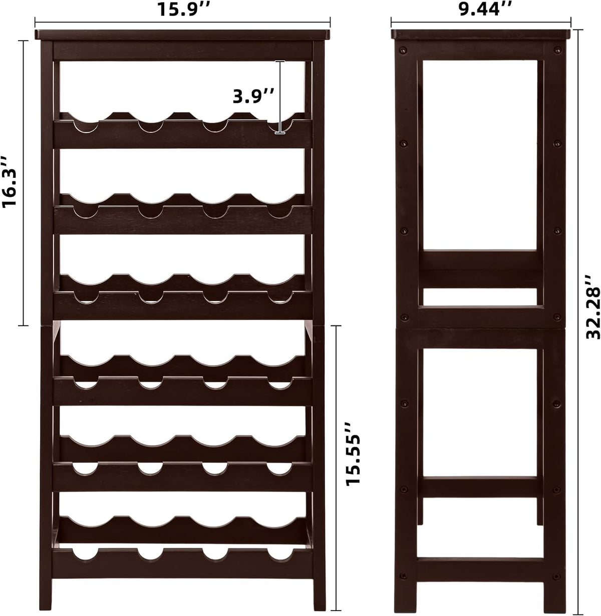 Bamboo Wine Rack, Sturdy and Durable Wine Storage Cabinet Shelf, Wine Racks Countertop for Pantry,Kitchen,3-Tier 12 Bottles Wine Rack Black