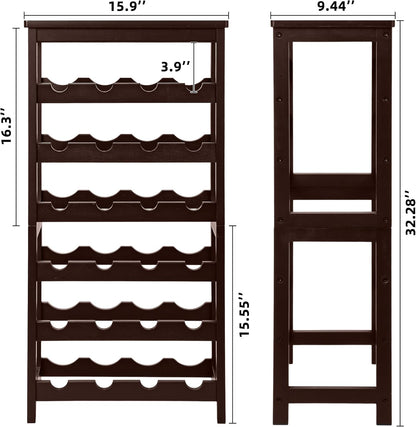Bamboo Wine Rack, Sturdy and Durable Wine Storage Cabinet Shelf, Wine Racks Countertop for Pantry,Kitchen,3-Tier 12 Bottles Wine Rack Black