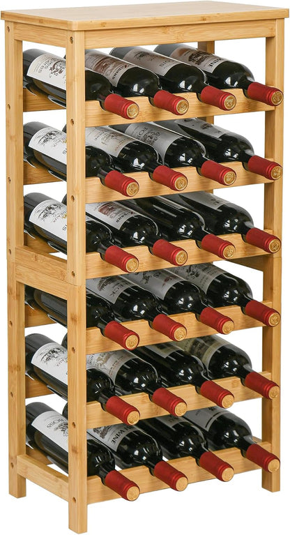 Bamboo Wine Rack, Sturdy and Durable Wine Storage Cabinet Shelf, Wine Racks Countertop for Pantry,Kitchen,3-Tier 12 Bottles Wine Rack Black