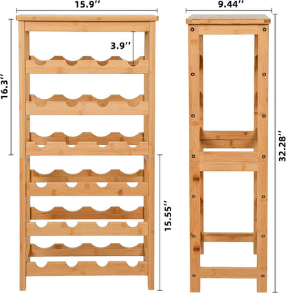 Bamboo Wine Rack, Sturdy and Durable Wine Storage Cabinet Shelf, Wine Racks Countertop for Pantry,Kitchen,3-Tier 12 Bottles Wine Rack Black