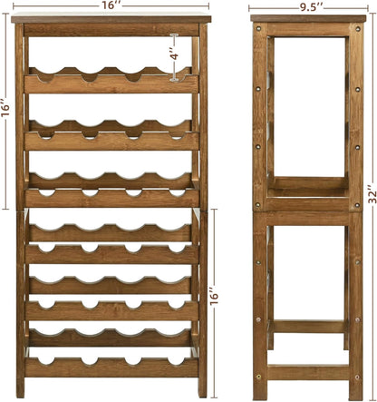Bamboo Wine Rack, Sturdy and Durable Wine Storage Cabinet Shelf, Wine Racks Countertop for Pantry,Kitchen,3-Tier 12 Bottles Wine Rack Black