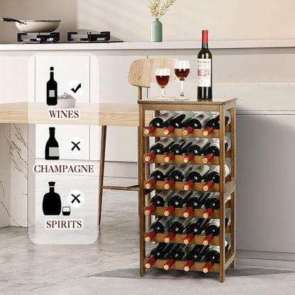 Bamboo Wine Rack, Sturdy and Durable Wine Storage Cabinet Shelf, Wine Racks Countertop for Pantry,Kitchen,3-Tier 12 Bottles Wine Rack Black