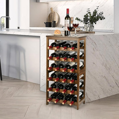 Bamboo Wine Rack, Sturdy and Durable Wine Storage Cabinet Shelf, Wine Racks Countertop for Pantry,Kitchen,3-Tier 12 Bottles Wine Rack Black