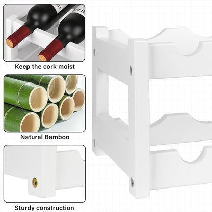 Bamboo Wine Rack, Sturdy and Durable Wine Storage Cabinet Shelf, Wine Racks Countertop for Pantry,Kitchen,3-Tier 12 Bottles Wine Rack Black