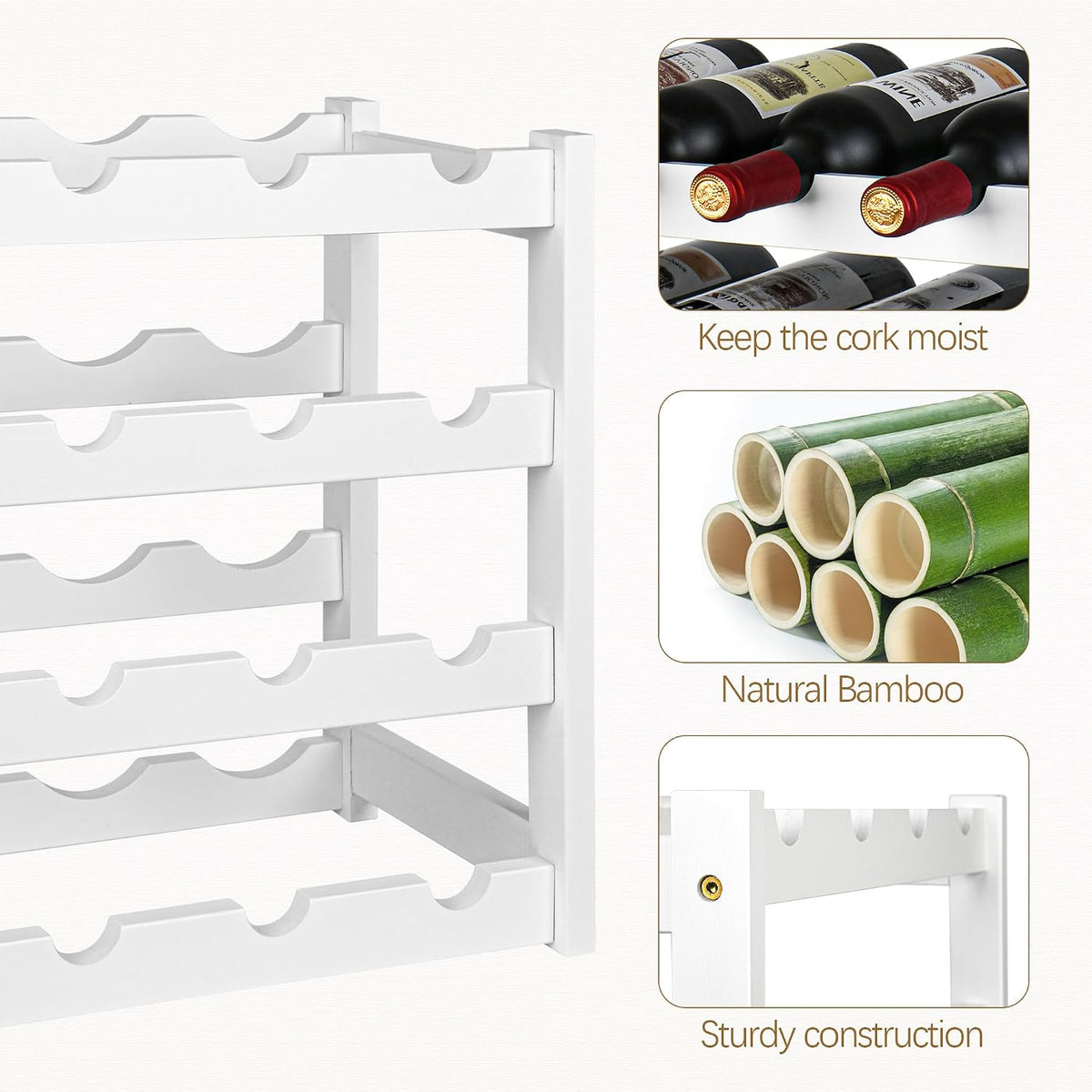 Bamboo Wine Rack, Sturdy and Durable Wine Storage Cabinet Shelf, Wine Racks Countertop for Pantry,Kitchen,3-Tier 12 Bottles Wine Rack Black