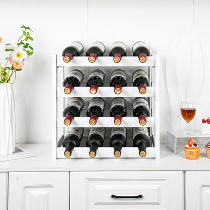 Bamboo Wine Rack, Sturdy and Durable Wine Storage Cabinet Shelf, Wine Racks Countertop for Pantry,Kitchen,3-Tier 12 Bottles Wine Rack Black