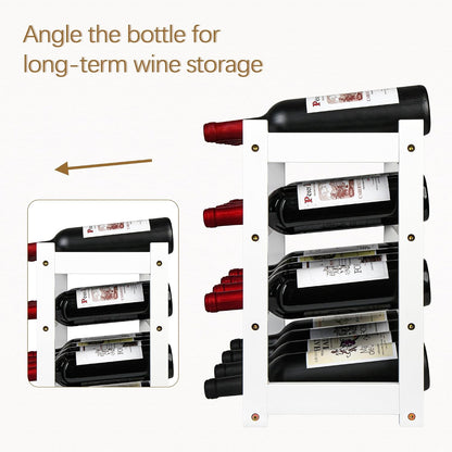 Bamboo Wine Rack, Sturdy and Durable Wine Storage Cabinet Shelf, Wine Racks Countertop for Pantry,Kitchen,3-Tier 12 Bottles Wine Rack Black