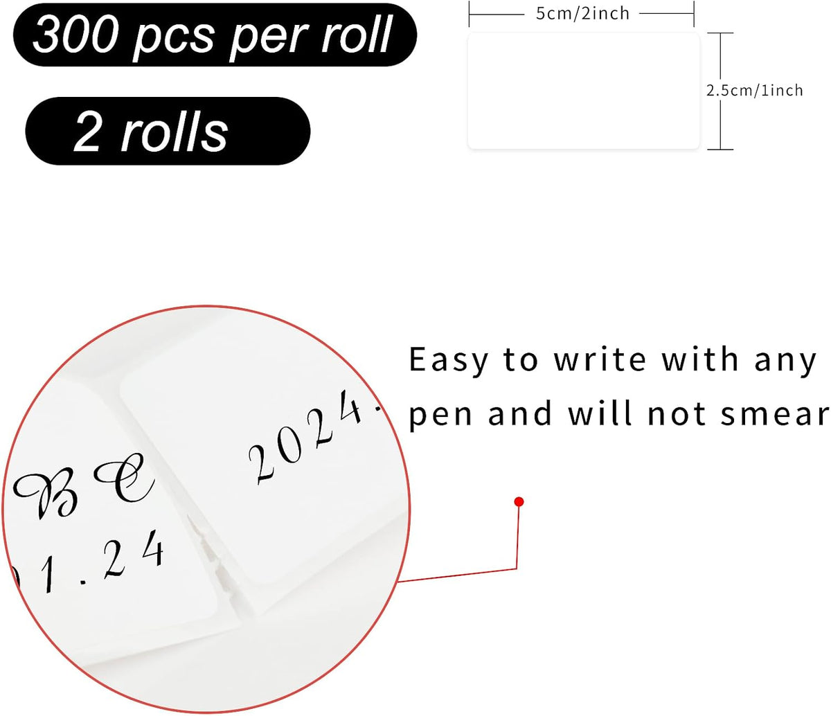 Removable Freezer Labels, Date Label 1x3 Inch Food Storage Stickers, Waterproof Oil Resistant Easy Clean Leaves no Residue 250 Total Per Roll