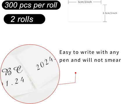 Removable Freezer Labels, Date Label 1x3 Inch Food Storage Stickers, Waterproof Oil Resistant Easy Clean Leaves no Residue 250 Total Per Roll