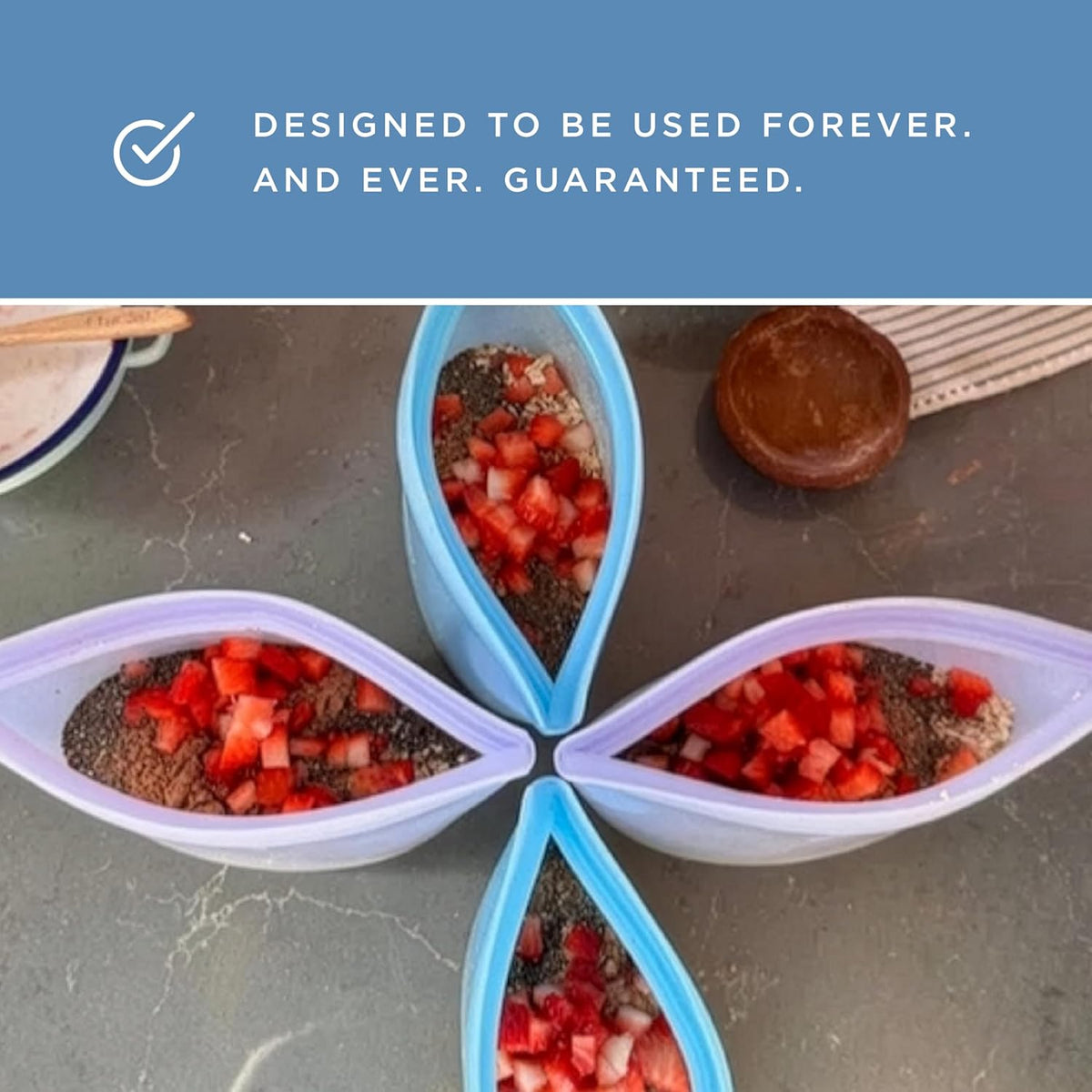 Premium Reusable Silicone Food Storage Bags, Clear