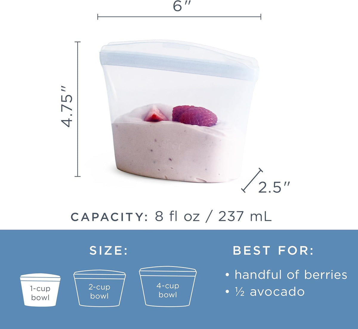 Premium Reusable Silicone Food Storage Bags, Clear