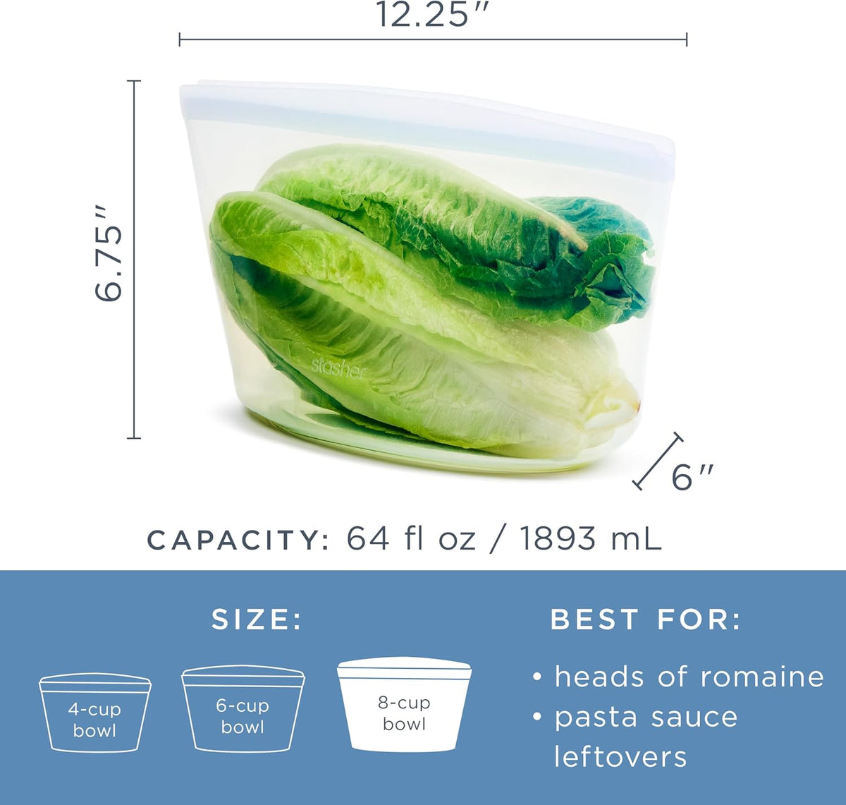 Premium Reusable Silicone Food Storage Bags, Clear