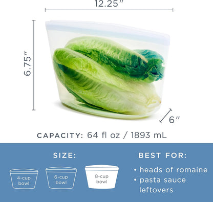 Premium Reusable Silicone Food Storage Bags, Clear