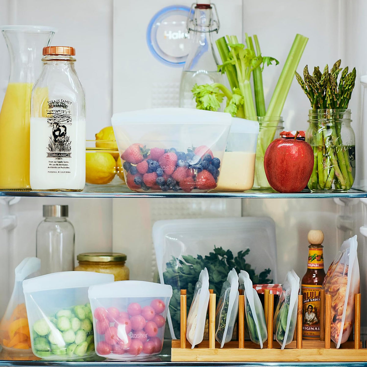 Premium Reusable Silicone Food Storage Bags, Clear