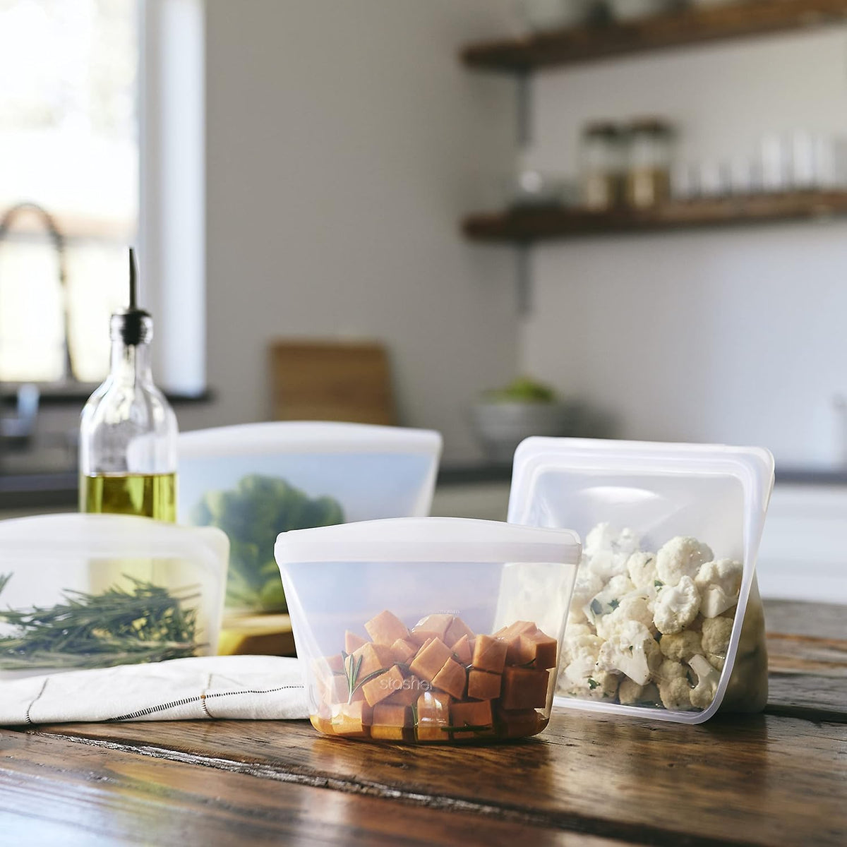 Premium Reusable Silicone Food Storage Bags, Clear