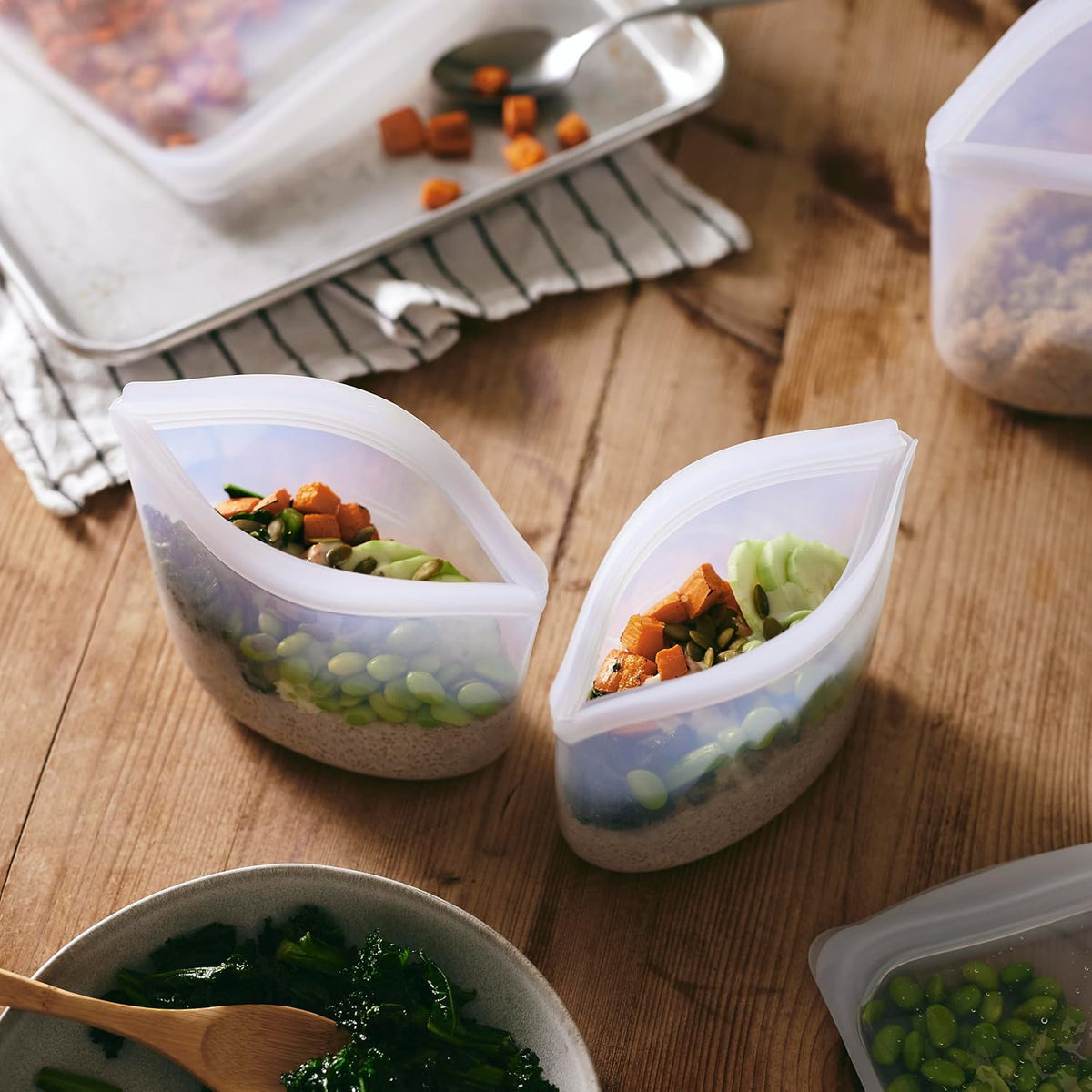 Premium Reusable Silicone Food Storage Bags, Clear