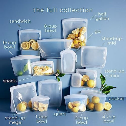 Premium Reusable Silicone Food Storage Bags, Clear