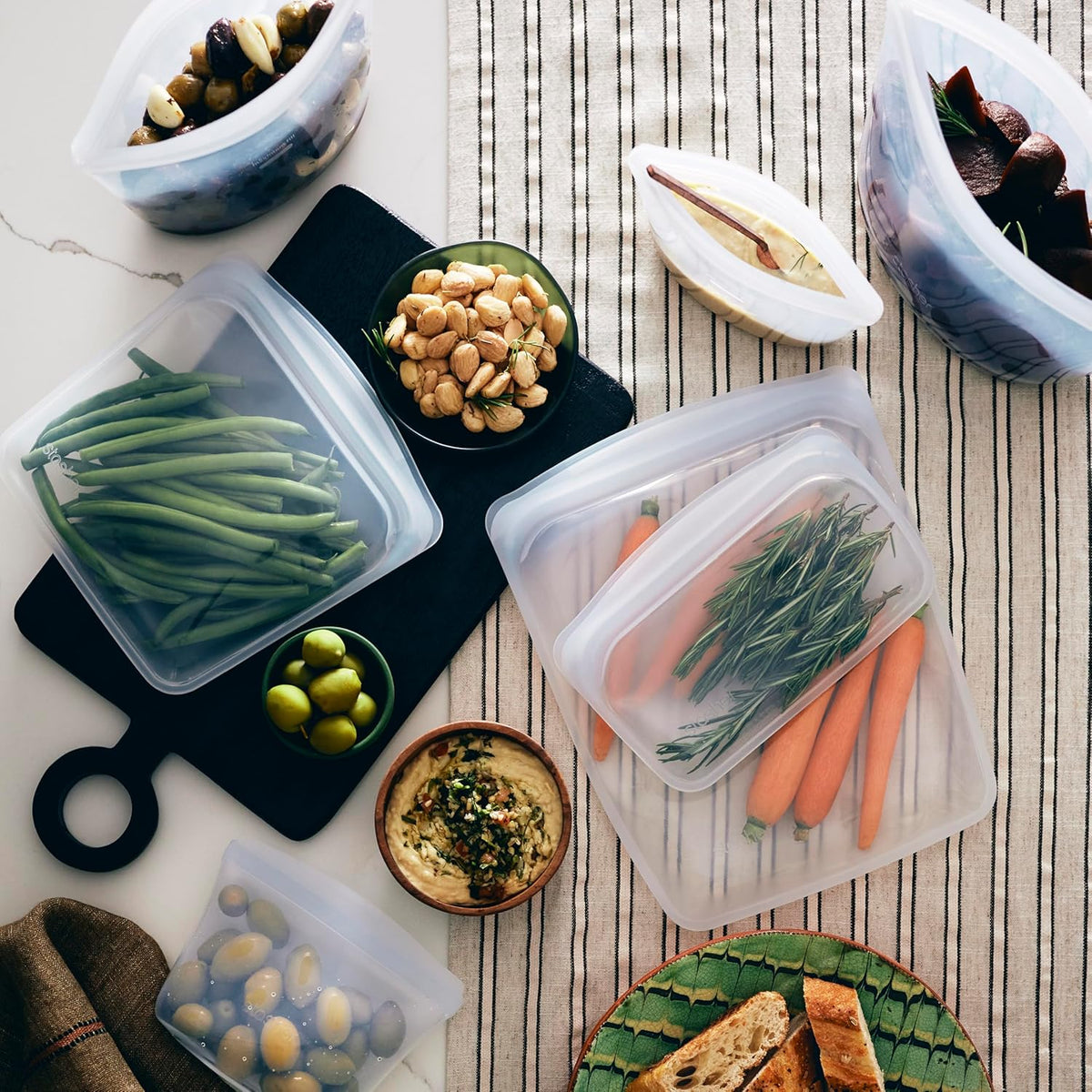 Premium Reusable Silicone Food Storage Bags, Clear